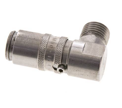 Stainless Steel DN 6 Mold Coupling Socket M14x1.5 Male Threads 90-deg