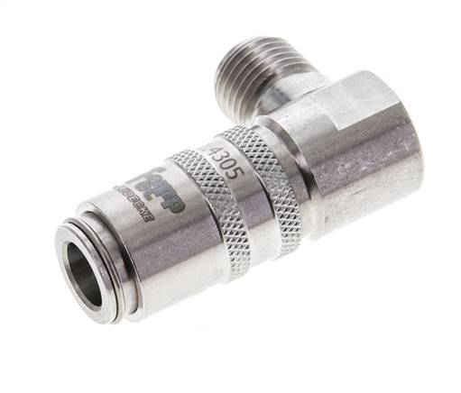 Stainless Steel DN 6 Mold Coupling Socket G 1/4 inch Male Threads 90-deg