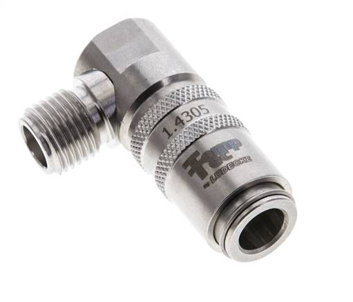 Stainless Steel DN 6 Mold Coupling Socket G 1/4 inch Male Threads 90-deg