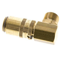 Brass DN 6 Mold Coupling Socket M14x1.5 Male Threads Unlocking Protection Double Shut-Off 90-deg