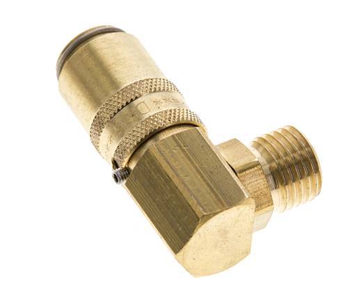 Brass DN 6 Mold Coupling Socket M14x1.5 Male Threads Unlocking Protection Double Shut-Off 90-deg