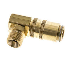 Brass DN 6 Mold Coupling Socket M14x1.5 Male Threads Unlocking Protection Double Shut-Off 90-deg