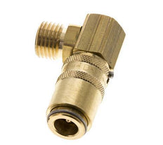 Brass DN 6 Mold Coupling Socket M14x1.5 Male Threads Unlocking Protection Double Shut-Off 90-deg