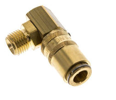 Brass DN 6 Mold Coupling Socket G 1/4 inch Male Threads Unlocking Protection Double Shut-Off 90-deg