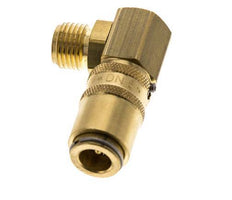 Brass DN 6 Mold Coupling Socket G 1/4 inch Male Threads Unlocking Protection Double Shut-Off 90-deg