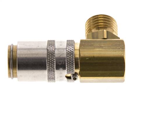 Brass DN 6 Mold Coupling Socket M14x1.5 Male Threads Unlocking Protection 90-deg
