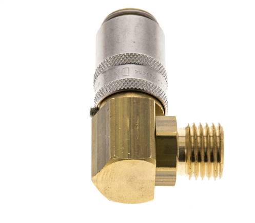 Brass DN 6 Mold Coupling Socket M14x1.5 Male Threads Unlocking Protection 90-deg