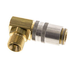 Brass DN 6 Mold Coupling Socket M14x1.5 Male Threads Unlocking Protection 90-deg