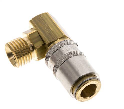 Brass DN 6 Mold Coupling Socket M14x1.5 Male Threads Unlocking Protection 90-deg