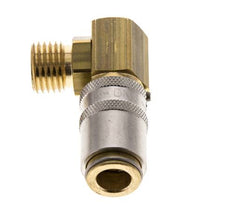 Brass DN 6 Mold Coupling Socket M14x1.5 Male Threads Unlocking Protection 90-deg