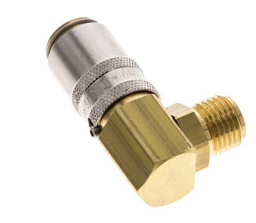 Brass DN 6 Mold Coupling Socket G 1/4 inch Male Threads Unlocking Protection 90-deg