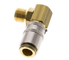 Brass DN 6 Mold Coupling Socket G 1/4 inch Male Threads Unlocking Protection 90-deg