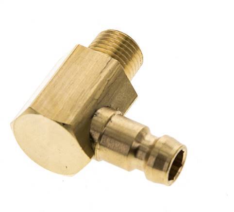 Brass DN 6 Mold Coupling Plug M10x1 Male Threads (Conical) 90-deg [2 Pieces]