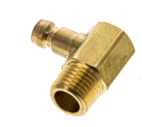 Brass DN 6 Mold Coupling Plug M14x1.5 Male Threads (Conical) 90-deg