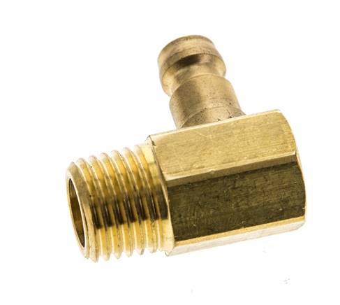 Brass DN 6 Mold Coupling Plug M14x1.5 Male Threads (Conical) 90-deg
