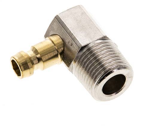 Brass DN 6 Mold Coupling Plug R 3/8 inch Male Threads 90-deg