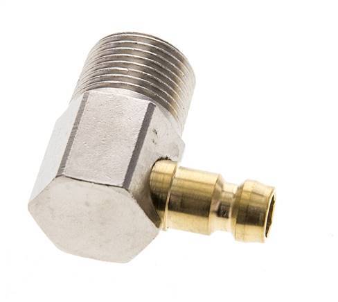 Brass DN 6 Mold Coupling Plug R 3/8 inch Male Threads 90-deg