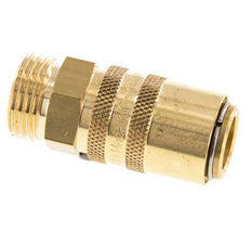 Brass DN 9 Mold Coupling Socket G 1/2 inch Male Threads Double Shut-Off