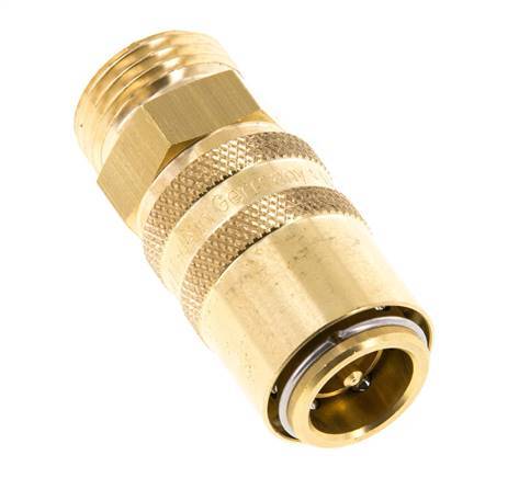 Brass DN 9 Mold Coupling Socket G 1/2 inch Male Threads Double Shut-Off