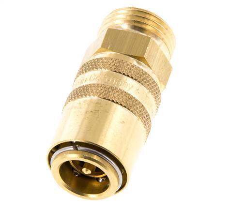 Brass DN 9 Mold Coupling Socket G 1/2 inch Male Threads Double Shut-Off