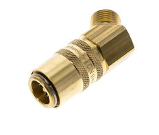 Brass DN 9 Mold Coupling Socket M16x1.5 Male Threads Double Shut-Off 45-deg