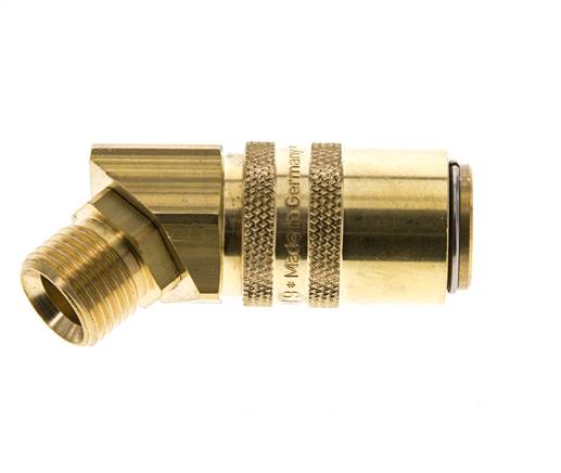 Brass DN 9 Mold Coupling Socket M16x1.5 Male Threads Double Shut-Off 45-deg