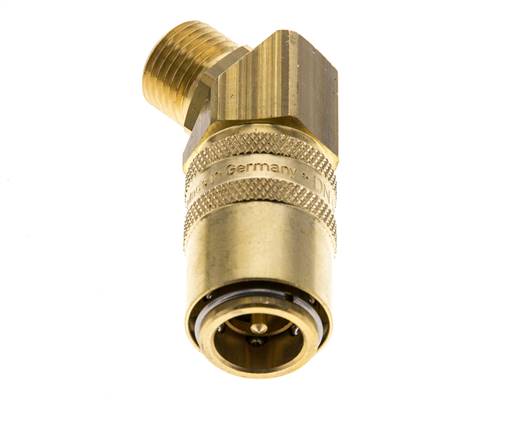 Brass DN 9 Mold Coupling Socket M16x1.5 Male Threads Double Shut-Off 45-deg