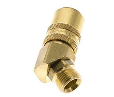 Brass DN 9 Mold Coupling Socket G 3/8 inch Male Threads Double Shut-Off 45-deg