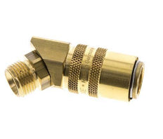 Brass DN 9 Mold Coupling Socket G 3/8 inch Male Threads Double Shut-Off 45-deg
