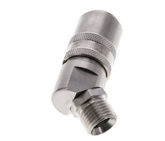 Stainless Steel DN 9 Mold Coupling Socket M16x1.5 Male Threads Double Shut-Off 45-deg