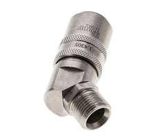 Stainless Steel DN 9 Mold Coupling Socket G 3/8 inch Male Threads Double Shut-Off 45-deg