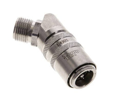 Stainless Steel DN 9 Mold Coupling Socket G 3/8 inch Male Threads Double Shut-Off 45-deg