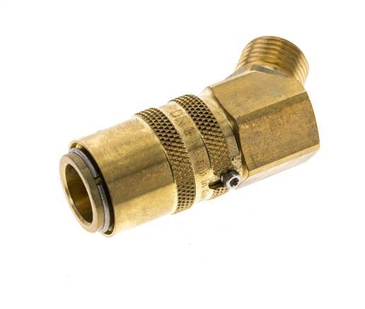 Brass DN 9 Mold Coupling Socket M16x1.5 Male Threads Unlocking Protection Double Shut-Off 45-deg