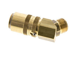 Brass DN 9 Mold Coupling Socket G 3/8 inch Male Threads Unlocking Protection Double Shut-Off 45-deg