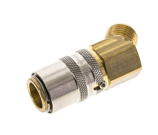 Brass DN 9 Mold Coupling Socket G 3/8 inch Male Threads Unlocking Protection 45-deg