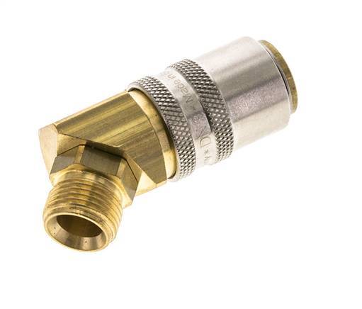 Brass DN 9 Mold Coupling Socket G 3/8 inch Male Threads Unlocking Protection 45-deg