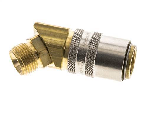 Brass DN 9 Mold Coupling Socket G 3/8 inch Male Threads Unlocking Protection 45-deg