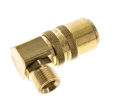 Brass DN 9 Mold Coupling Socket M16x1.5 Male Threads Double Shut-Off 90-deg