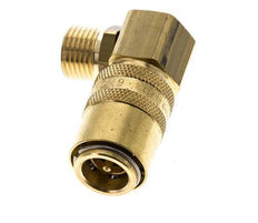 Brass DN 9 Mold Coupling Socket M16x1.5 Male Threads Double Shut-Off 90-deg