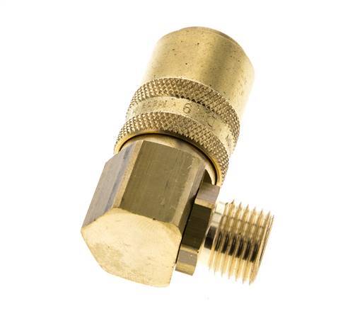 Brass DN 9 Mold Coupling Socket M16x1.5 Male Threads Double Shut-Off 90-deg