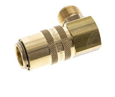 Brass DN 9 Mold Coupling Socket G 3/8 inch Male Threads Double Shut-Off 90-deg