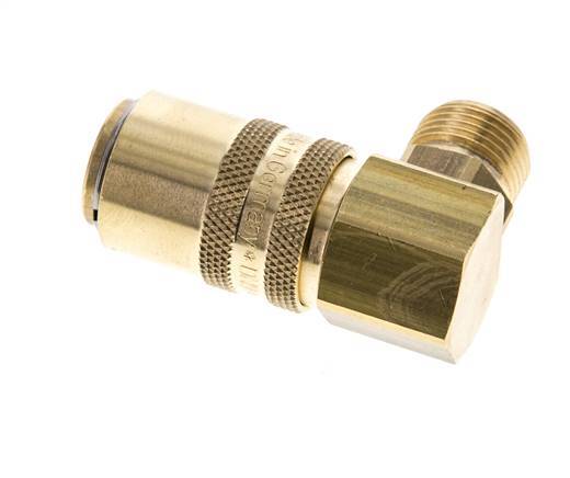 Brass DN 9 Mold Coupling Socket G 3/8 inch Male Threads Double Shut-Off 90-deg