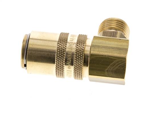 Brass DN 9 Mold Coupling Socket G 3/8 inch Male Threads Double Shut-Off 90-deg