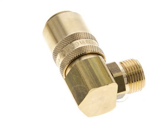 Brass DN 9 Mold Coupling Socket G 3/8 inch Male Threads Double Shut-Off 90-deg