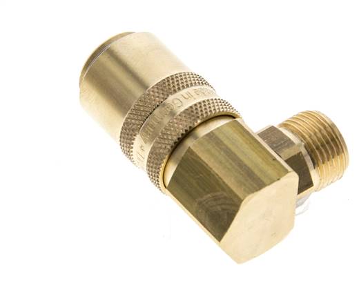 Brass DN 9 Mold Coupling Socket G 3/8 inch Male Threads Double Shut-Off 90-deg