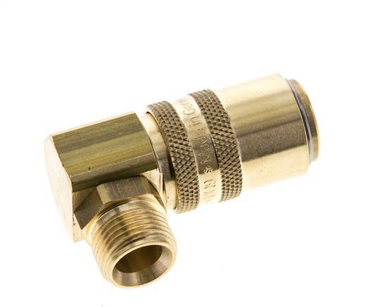 Brass DN 9 Mold Coupling Socket G 3/8 inch Male Threads Double Shut-Off 90-deg