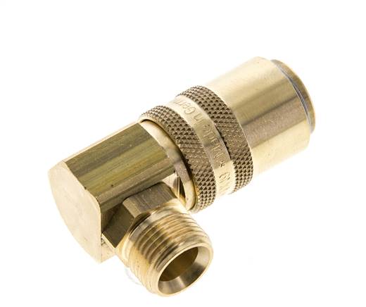 Brass DN 9 Mold Coupling Socket G 3/8 inch Male Threads Double Shut-Off 90-deg