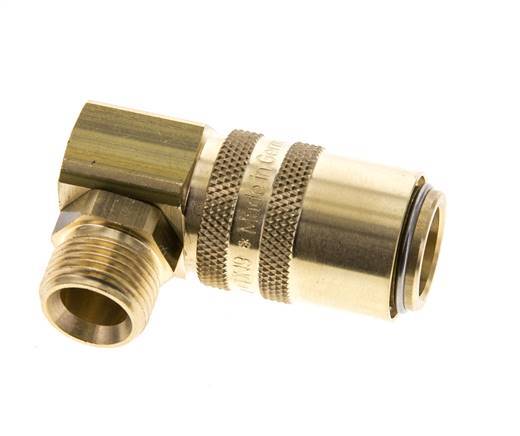 Brass DN 9 Mold Coupling Socket G 3/8 inch Male Threads Double Shut-Off 90-deg