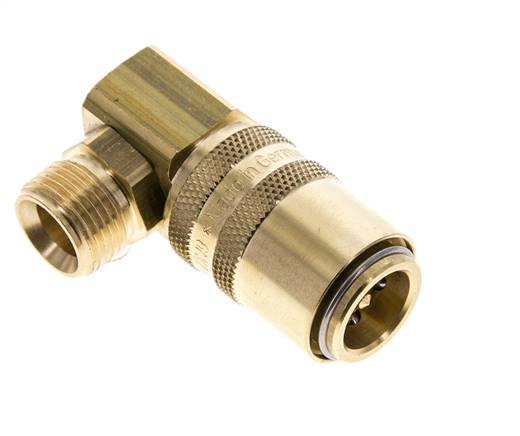 Brass DN 9 Mold Coupling Socket G 3/8 inch Male Threads Double Shut-Off 90-deg
