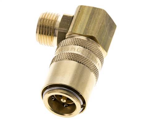 Brass DN 9 Mold Coupling Socket G 3/8 inch Male Threads Double Shut-Off 90-deg